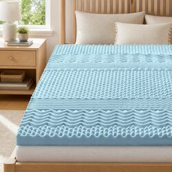 King Size Memory Foam Mattress Topper 5cm Thick, 7-Zone Support