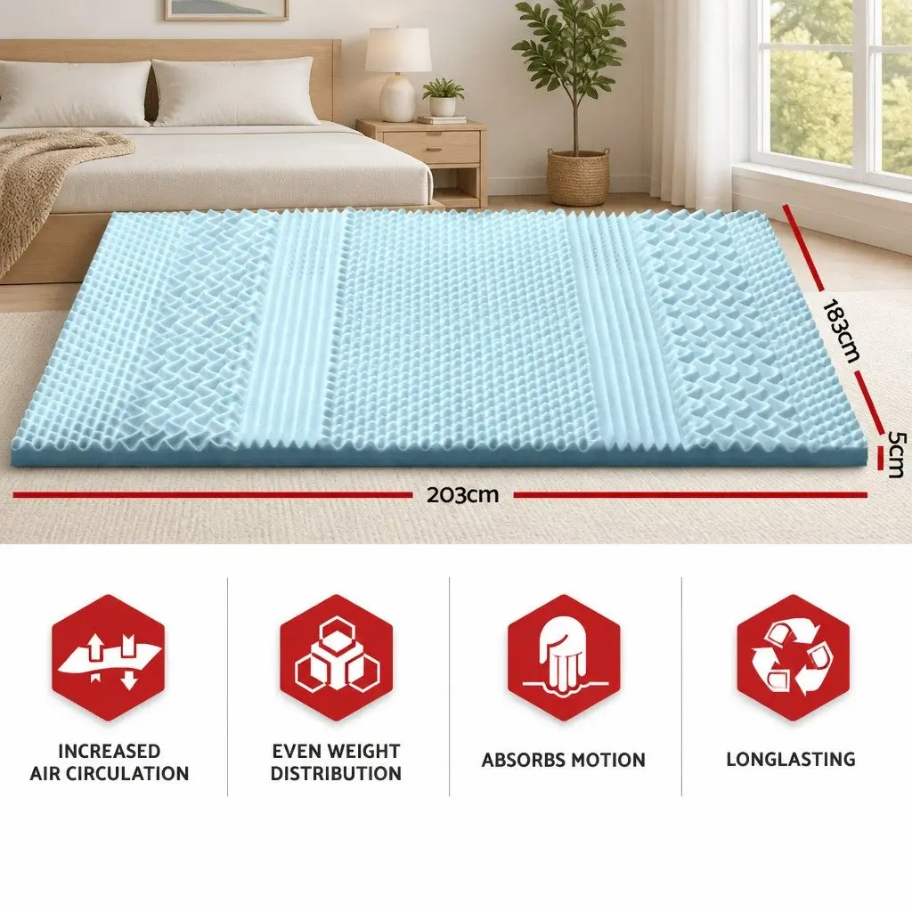 King Size Memory Foam Mattress Topper 5cm Thick, 7-Zone Support
