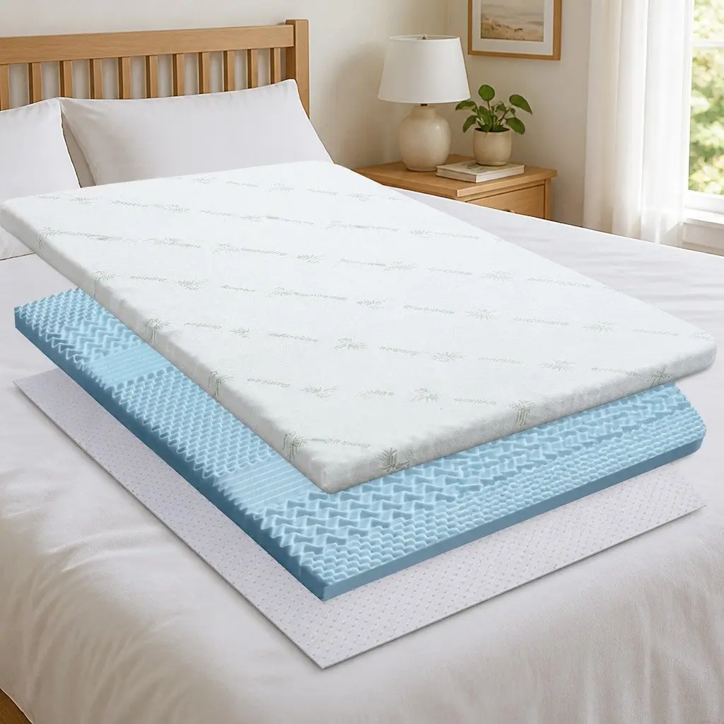 King Size Memory Foam Mattress Topper 5cm Thick, 7-Zone Support
