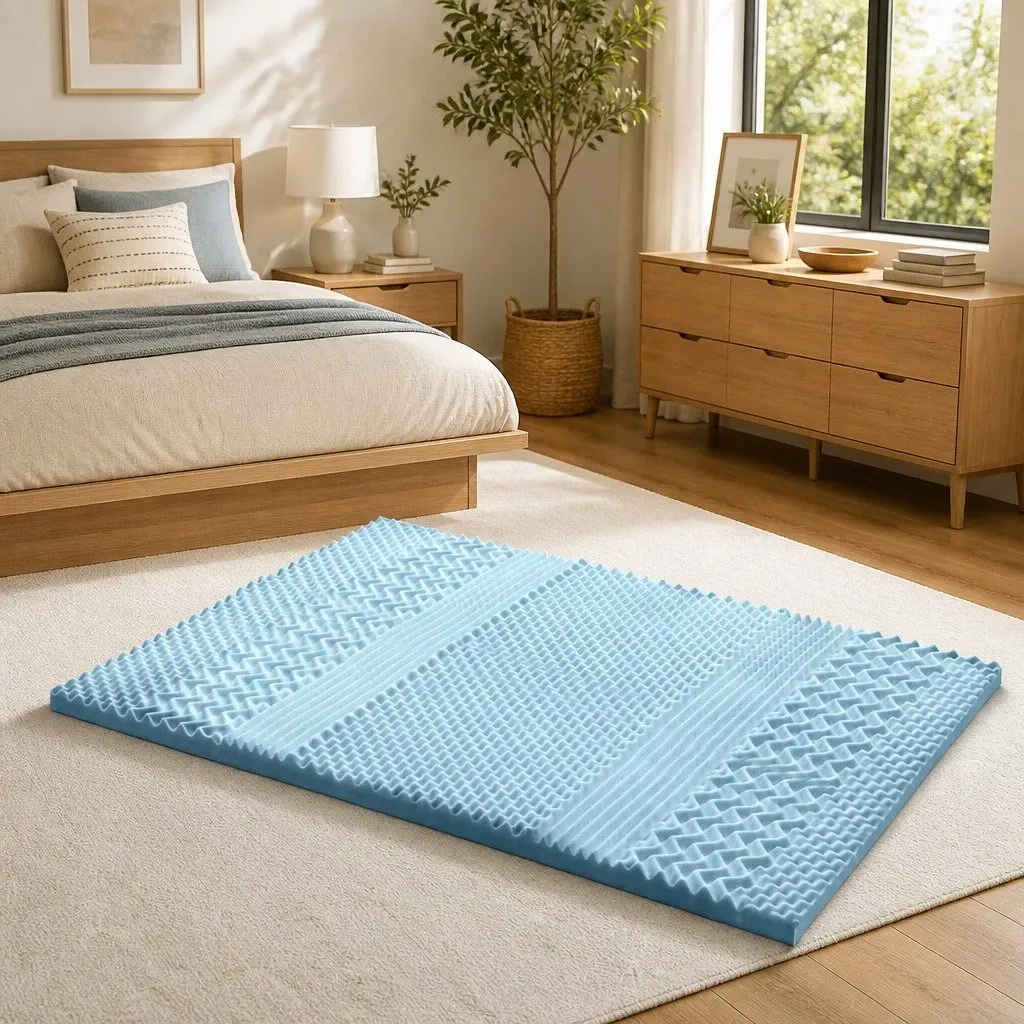 King Size Memory Foam Mattress Topper 5cm Thick, 7-Zone Support