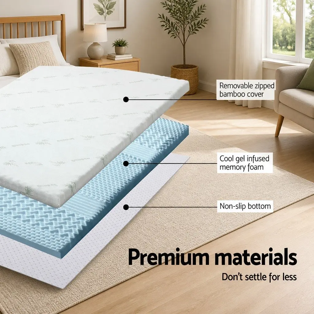Queen Memory Foam Mattress Topper 5cm