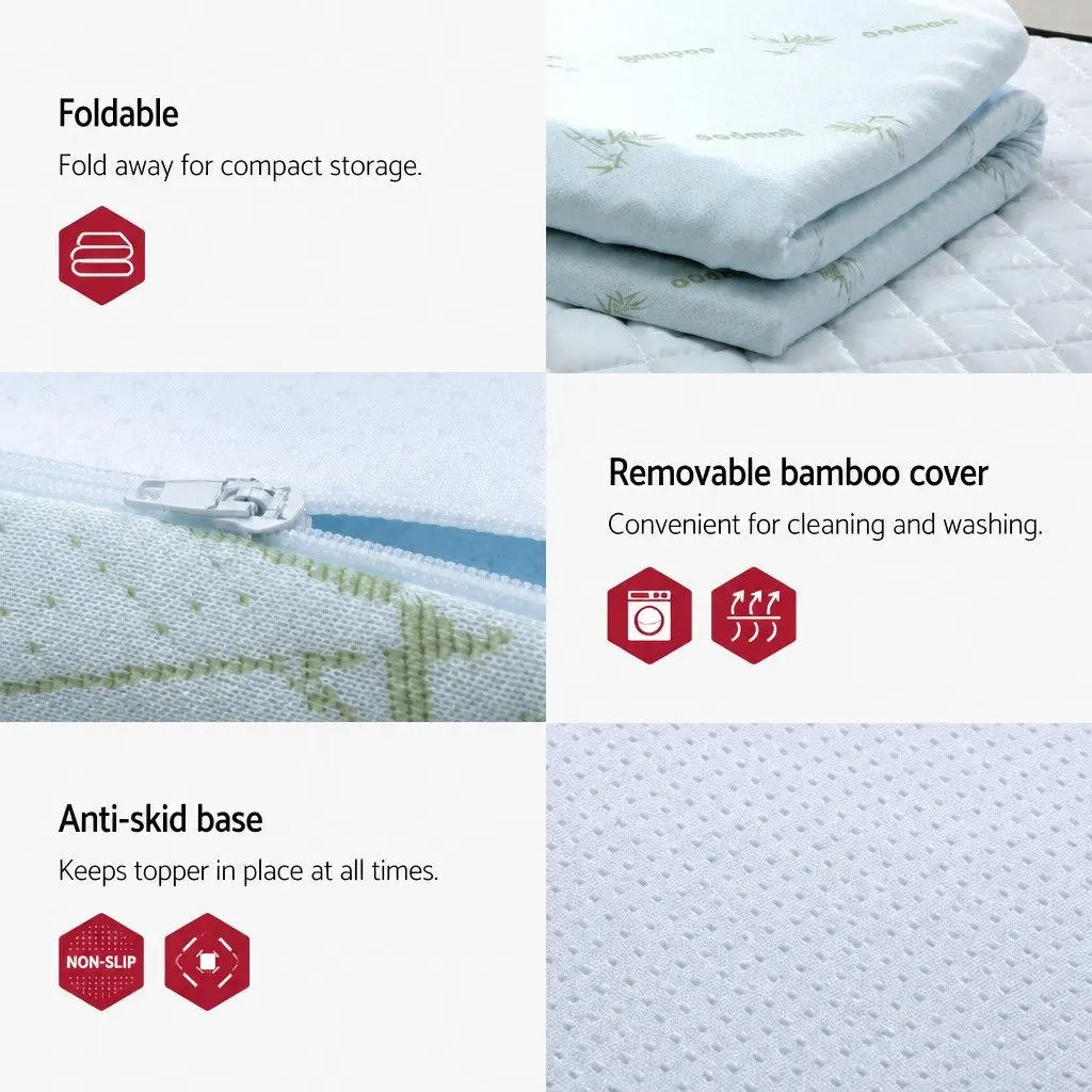 Single 7-Zone Memory Foam Mattress Topper 190x90cm