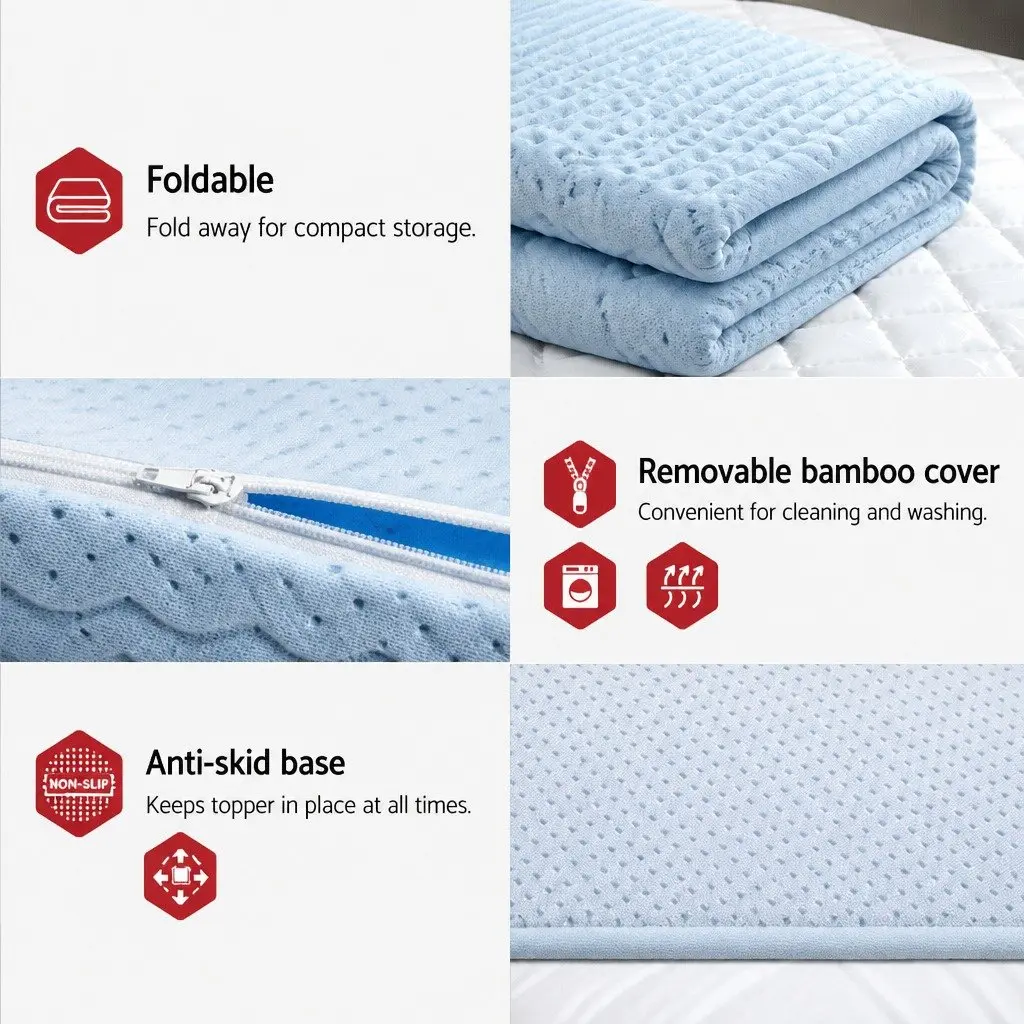Memory Foam Mattress Topper 7-Zone 8cm King Size Contoured Support Comfort