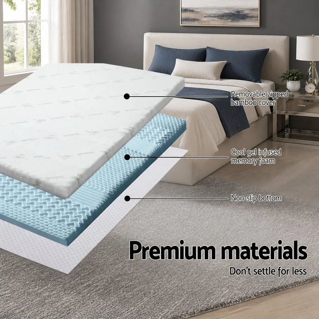 Memory Foam Mattress Topper 7-Zone 8cm King Size Contoured Support Comfort