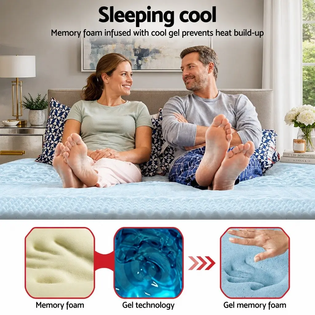 Memory Foam Mattress Topper 7-Zone 8cm King Size Contoured Support Comfort