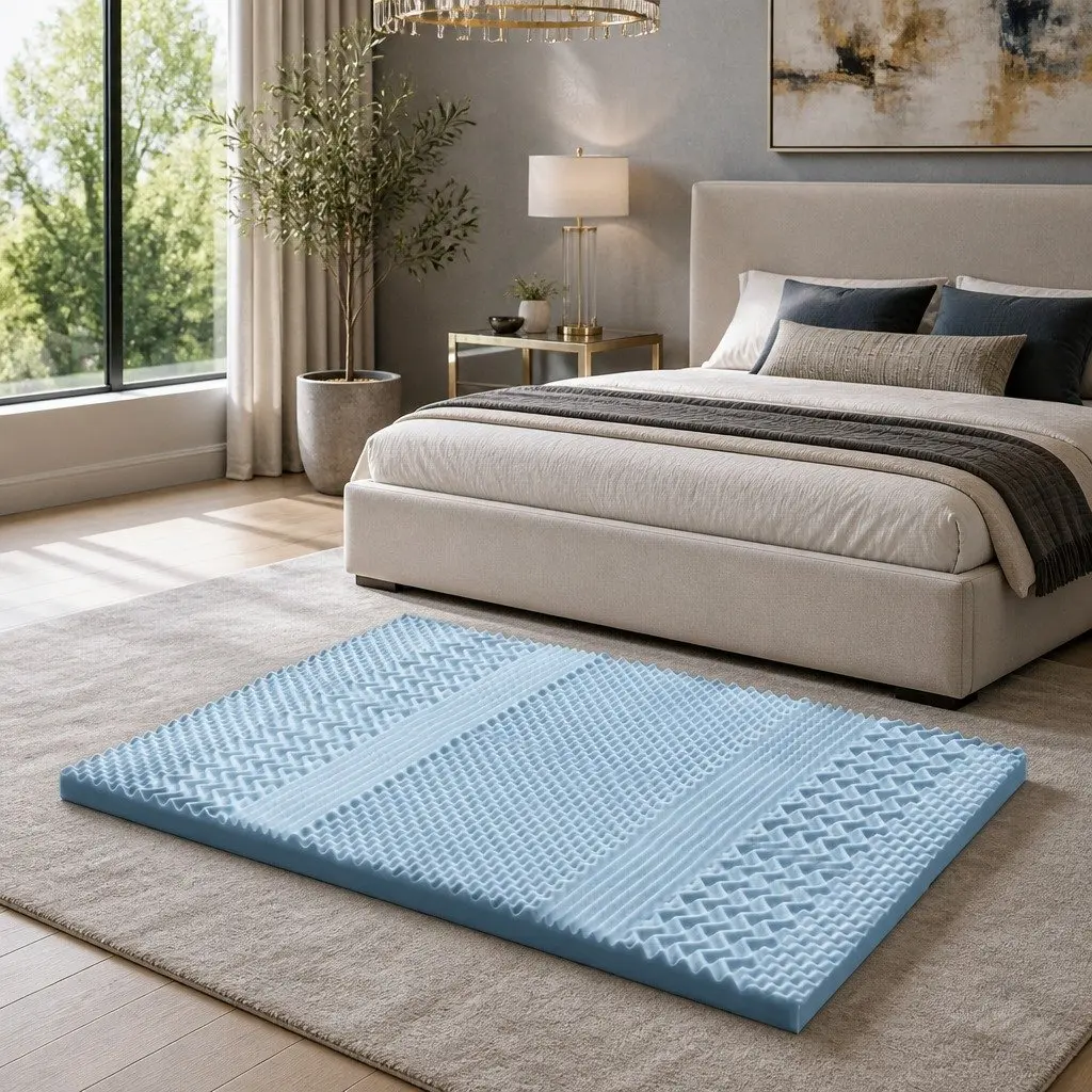 Memory Foam Mattress Topper 7-Zone 8cm King Size Contoured Support Comfort