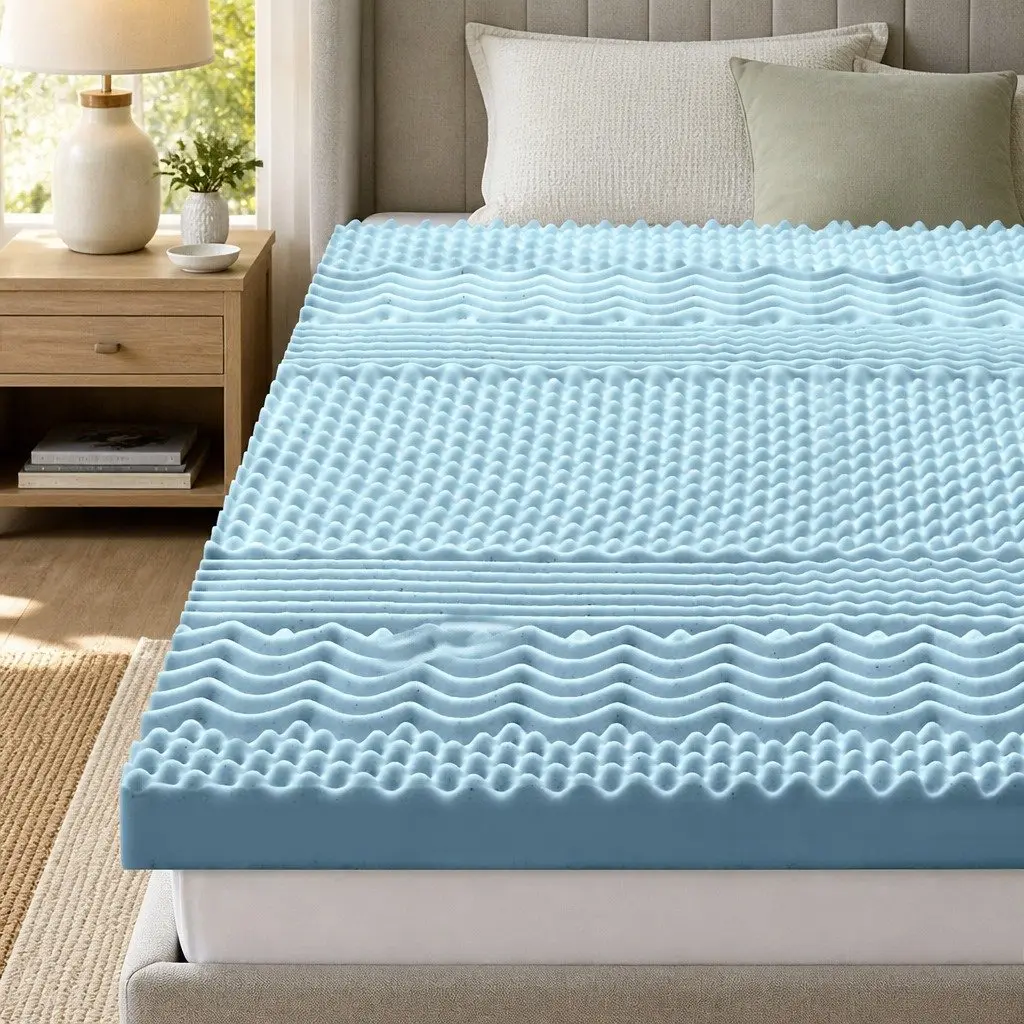Memory Foam Mattress Topper Queen 8cm 7-Zone Contoured Support Comfort Layer