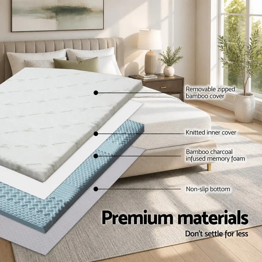 Memory Foam Mattress Topper Queen 8cm 7-Zone Contoured Support Comfort Layer