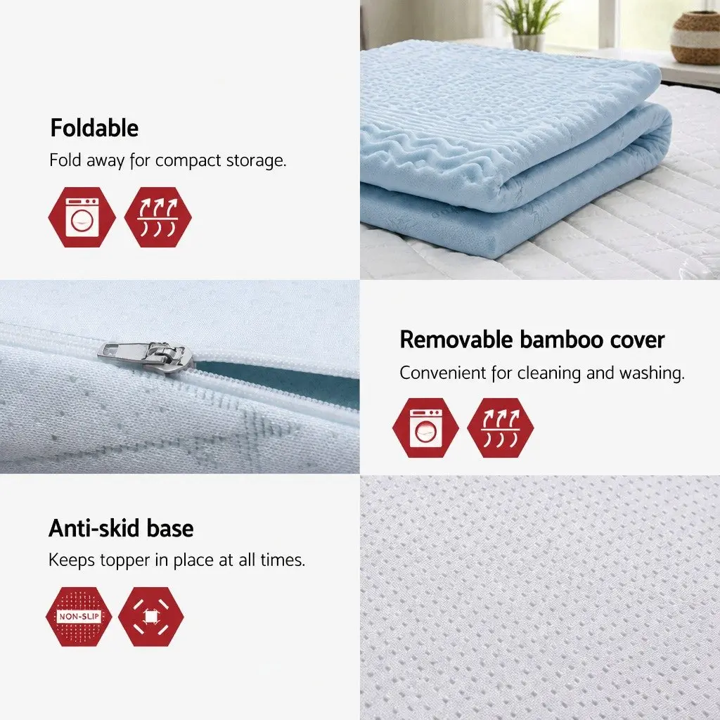 Memory Foam Mattress Topper Queen 8cm 7-Zone Contoured Support Comfort Layer