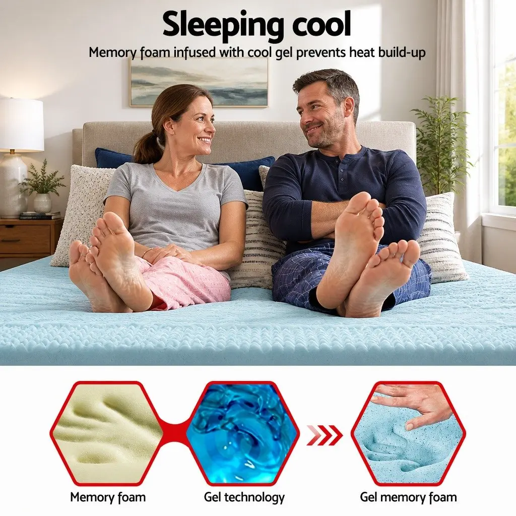 Memory Foam Mattress Topper Queen 8cm 7-Zone Contoured Support Comfort Layer