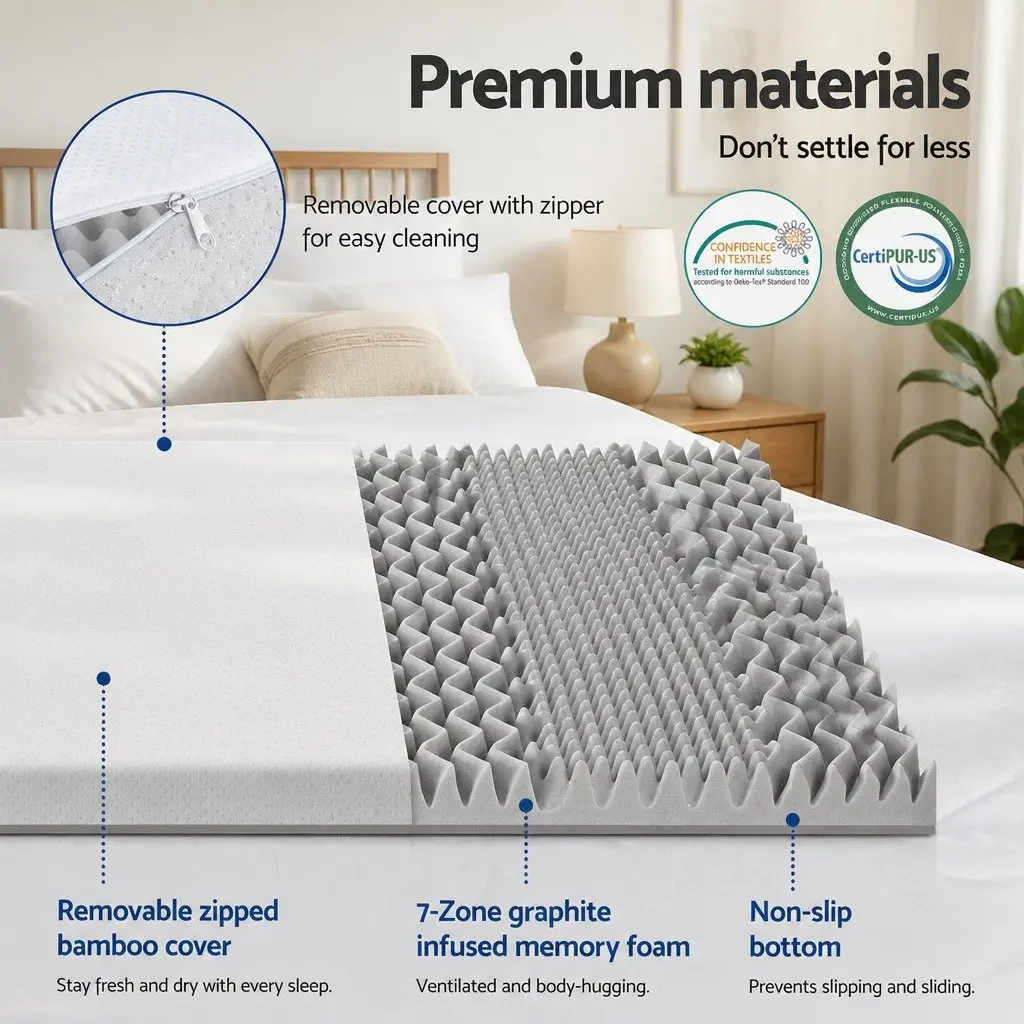 8cm Graphite Memory Foam Mattress Topper