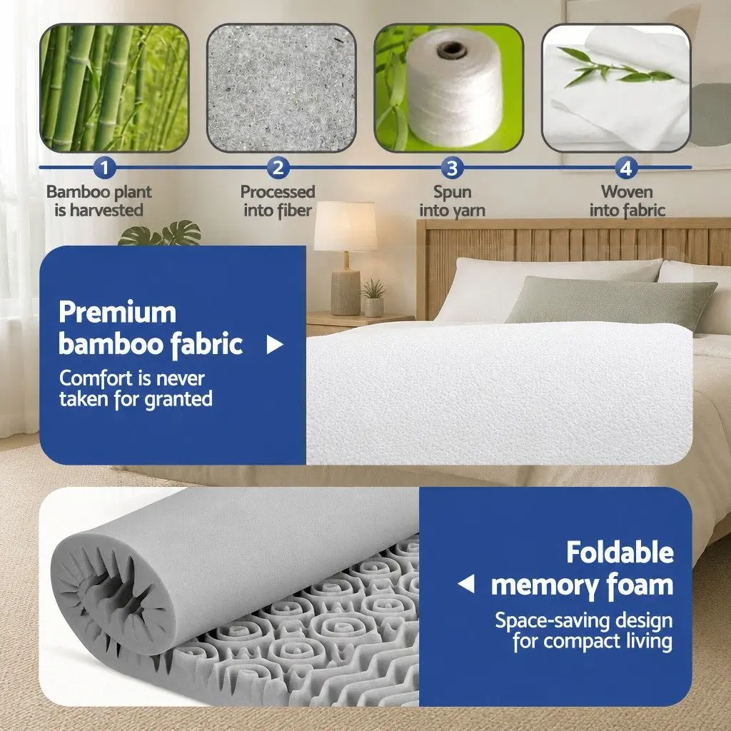 Grey 8cm Memory Foam Mattress Topper Queen