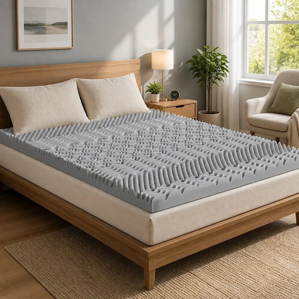 Grey 8cm Memory Foam Mattress Topper Queen