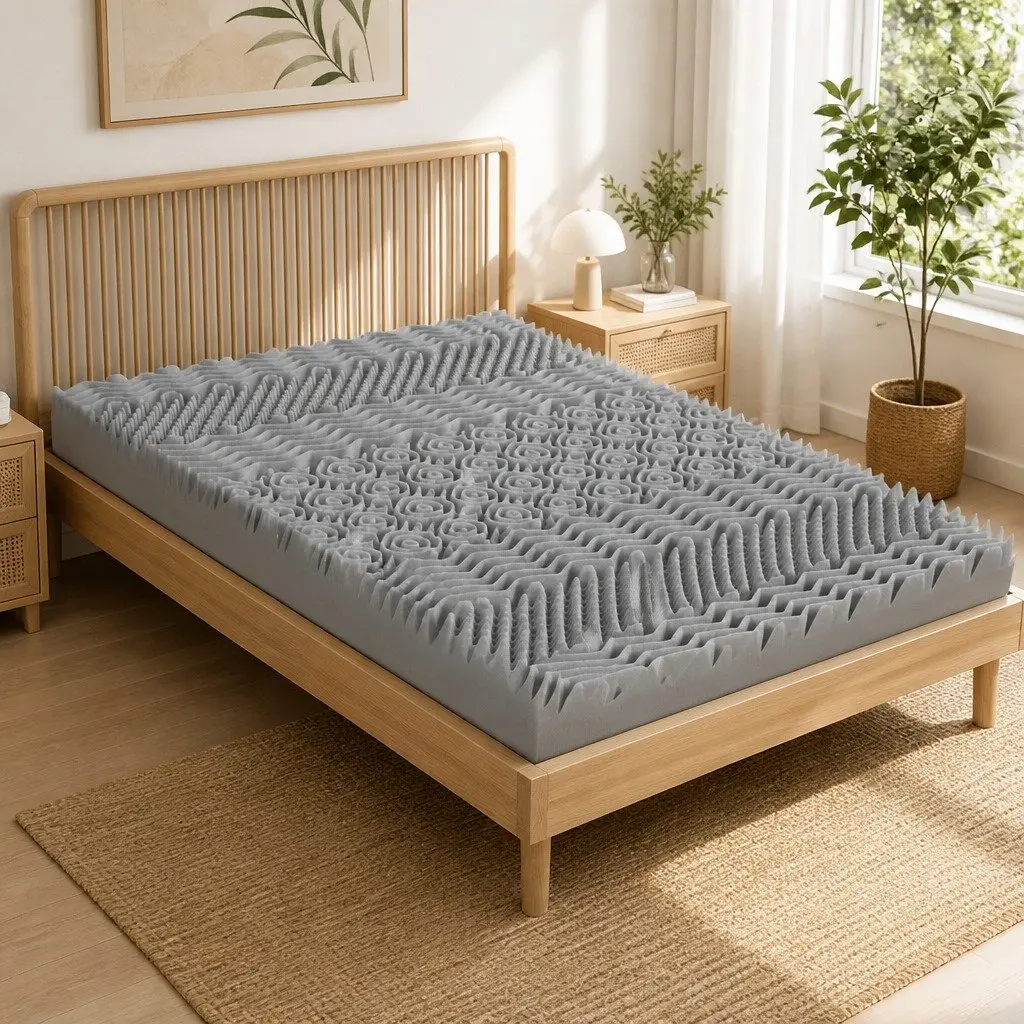 Memory Foam Mattress Topper 8cm Single Bed Graphite 7-Zone Contoured Support