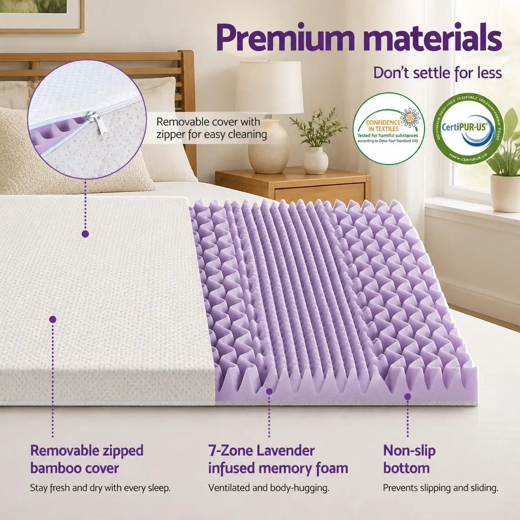8cm King Single Lavender Mattress Topper