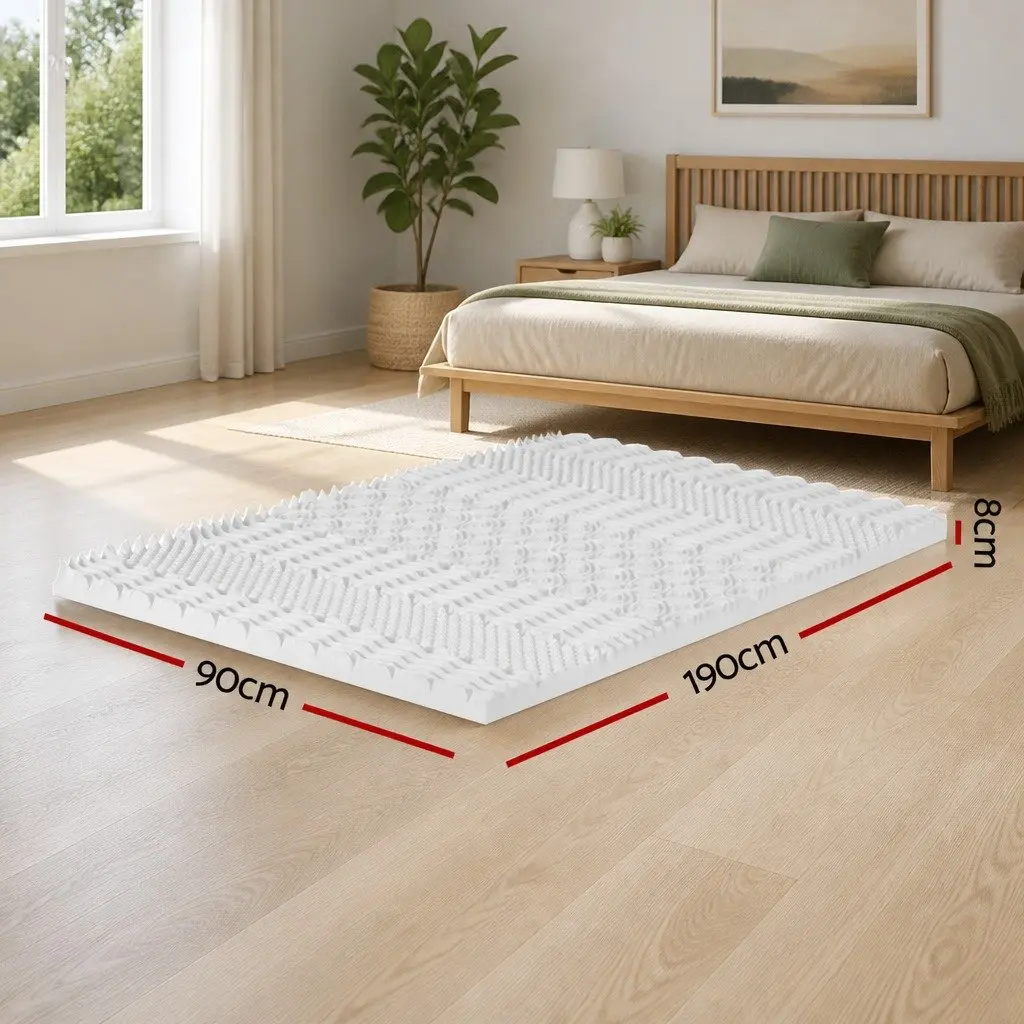 Memory Foam Mattress Topper 7-Zone Airflow Pad 8cm Single Pillowtop Comfortable