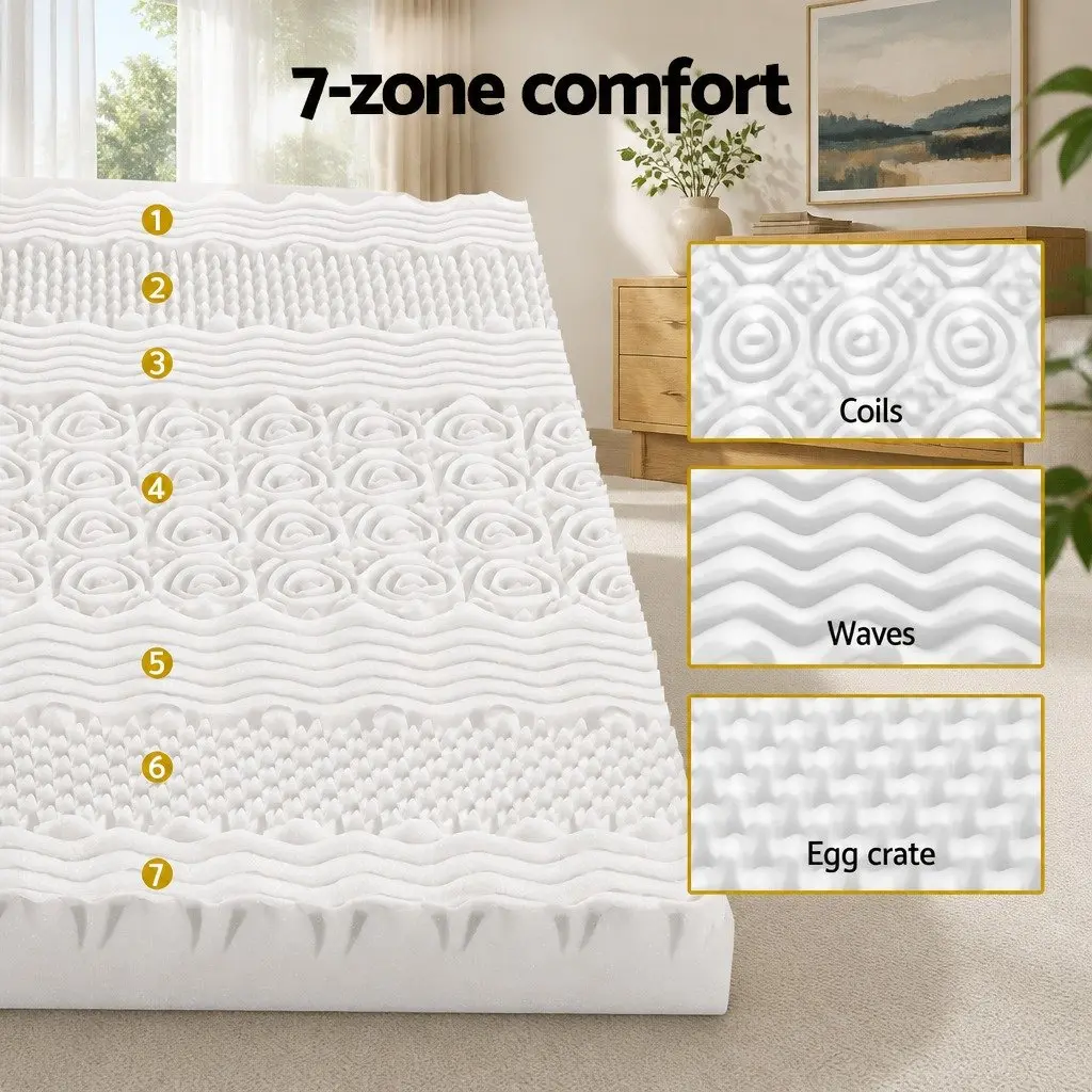 Memory Foam Mattress Topper 7-Zone Airflow Pad 8cm Single Pillowtop Comfortable