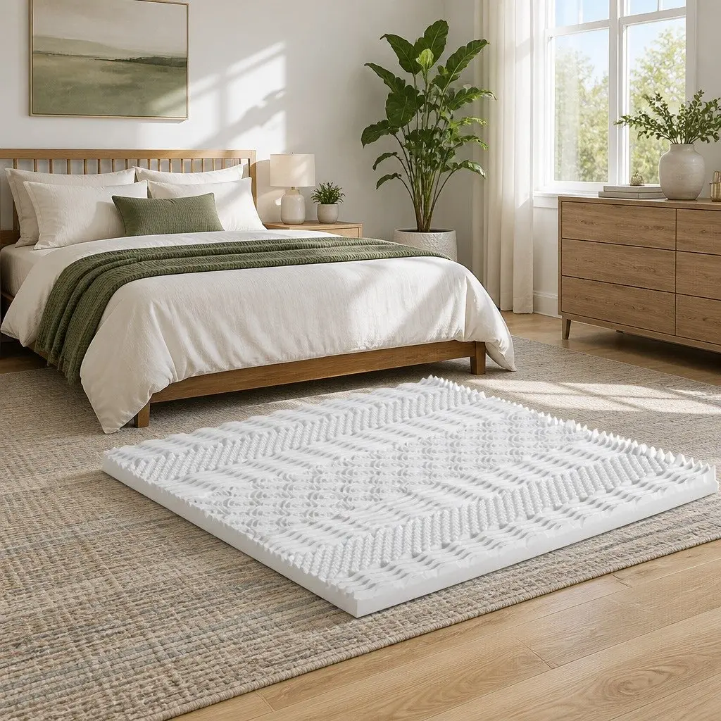 Memory Foam Mattress Topper 7-Zone Airflow Pad 8cm Single Pillowtop Comfortable