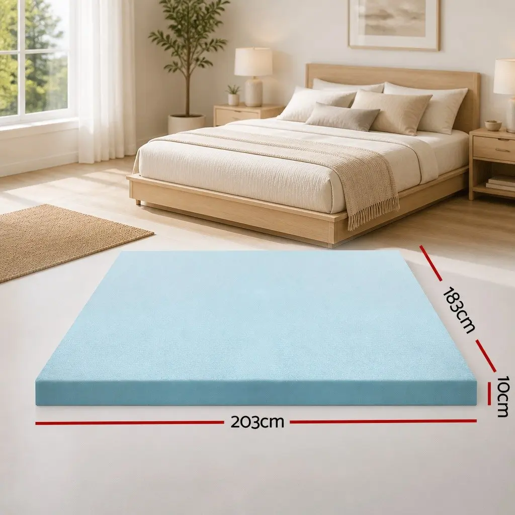 Memory Foam Mattress Topper King Bed 10cm Cool Gel Bamboo Fabric