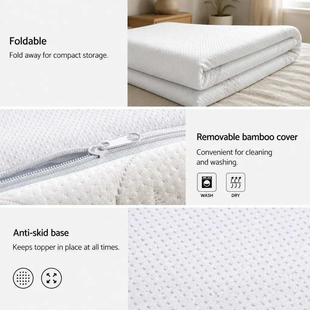 Memory Foam Mattress Topper King Bed 10cm Cool Gel Bamboo Fabric