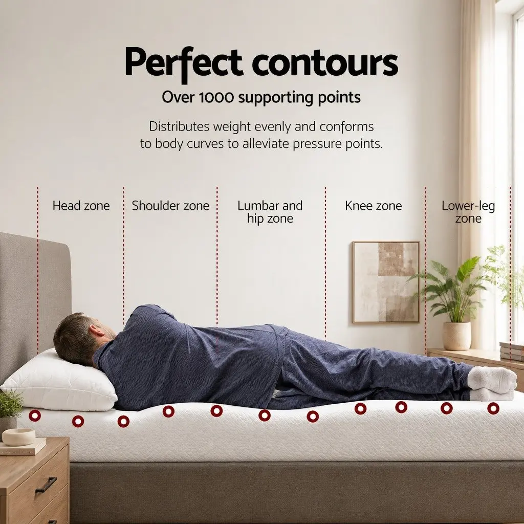 Memory Foam Mattress Topper Queen Gel-Infused Cool Sleeping Pressure Relief 10cm