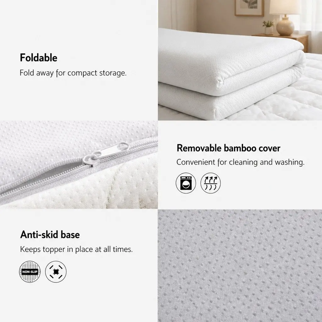 Memory Foam Mattress Topper Queen Gel-Infused Cool Sleeping Pressure Relief 10cm
