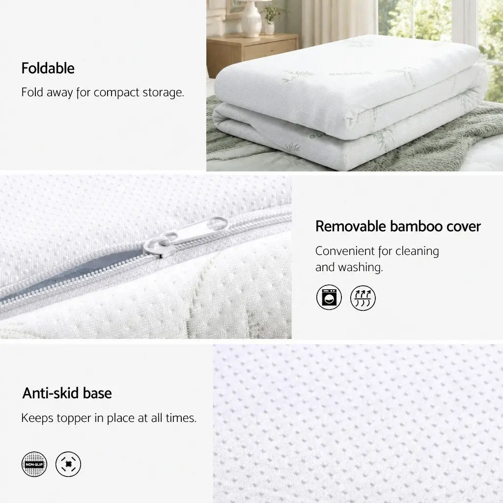 Memory Foam Mattress Topper Single Bed 10cm Cool Gel Bamboo Cover