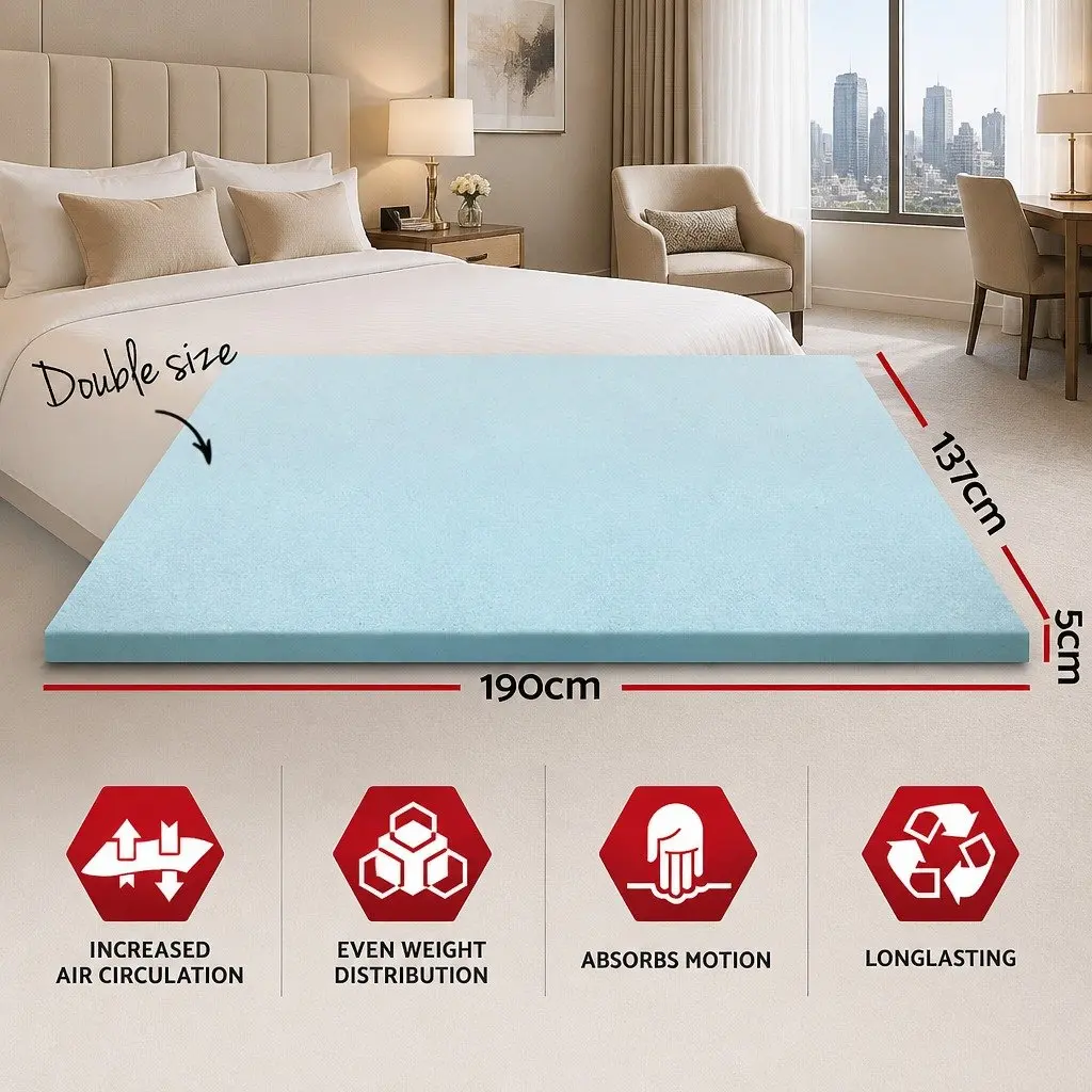 Memory Foam Mattress Topper Double Bed 5cm Cool Gel Bamboo Cover