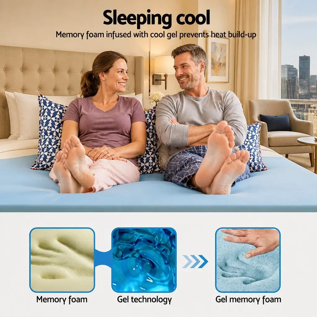 Memory Foam Mattress Topper Double Bed 5cm Cool Gel Bamboo Cover