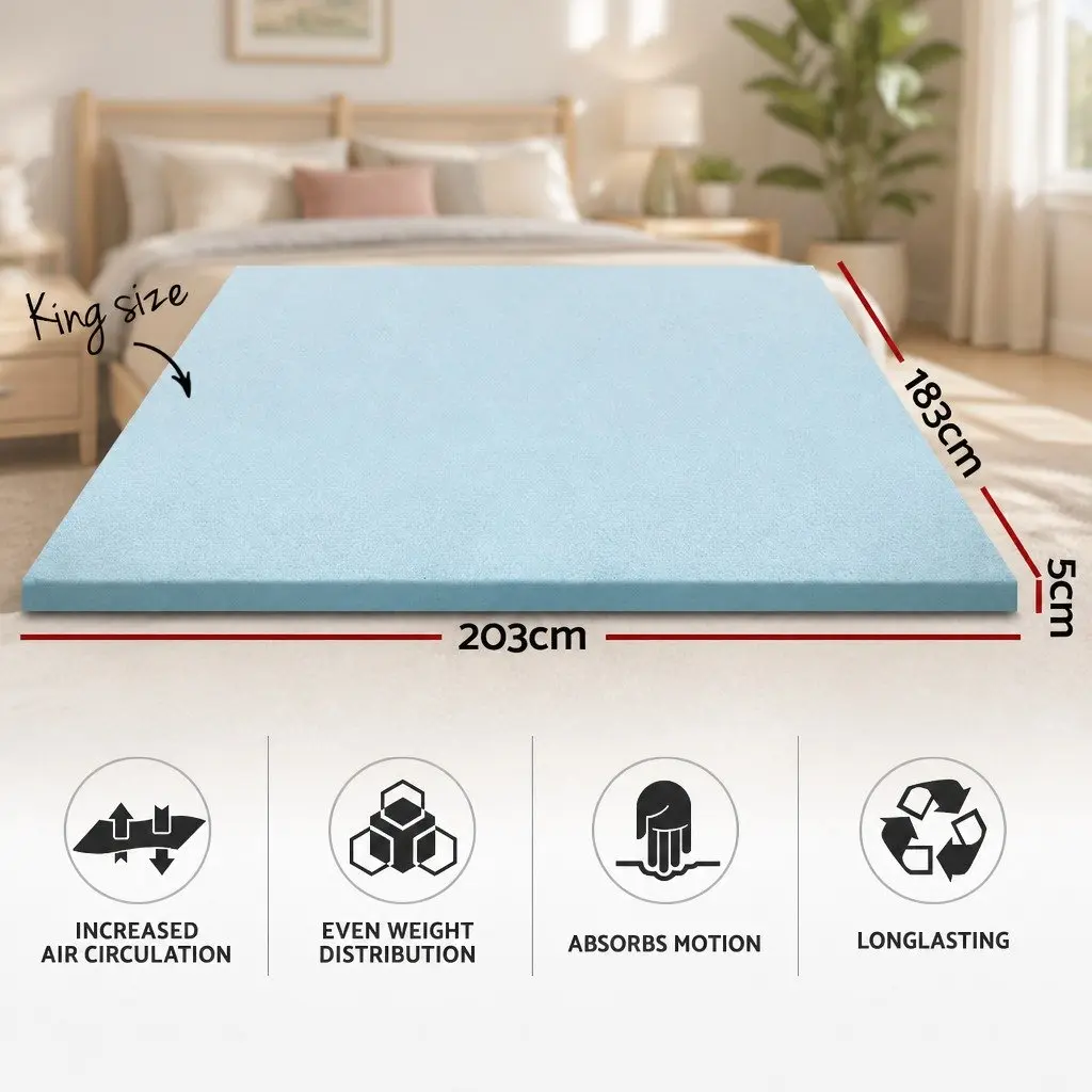 Memory Foam Mattress Topper King 5cm Cool Gel Pressure Relief Breathable Bamboo