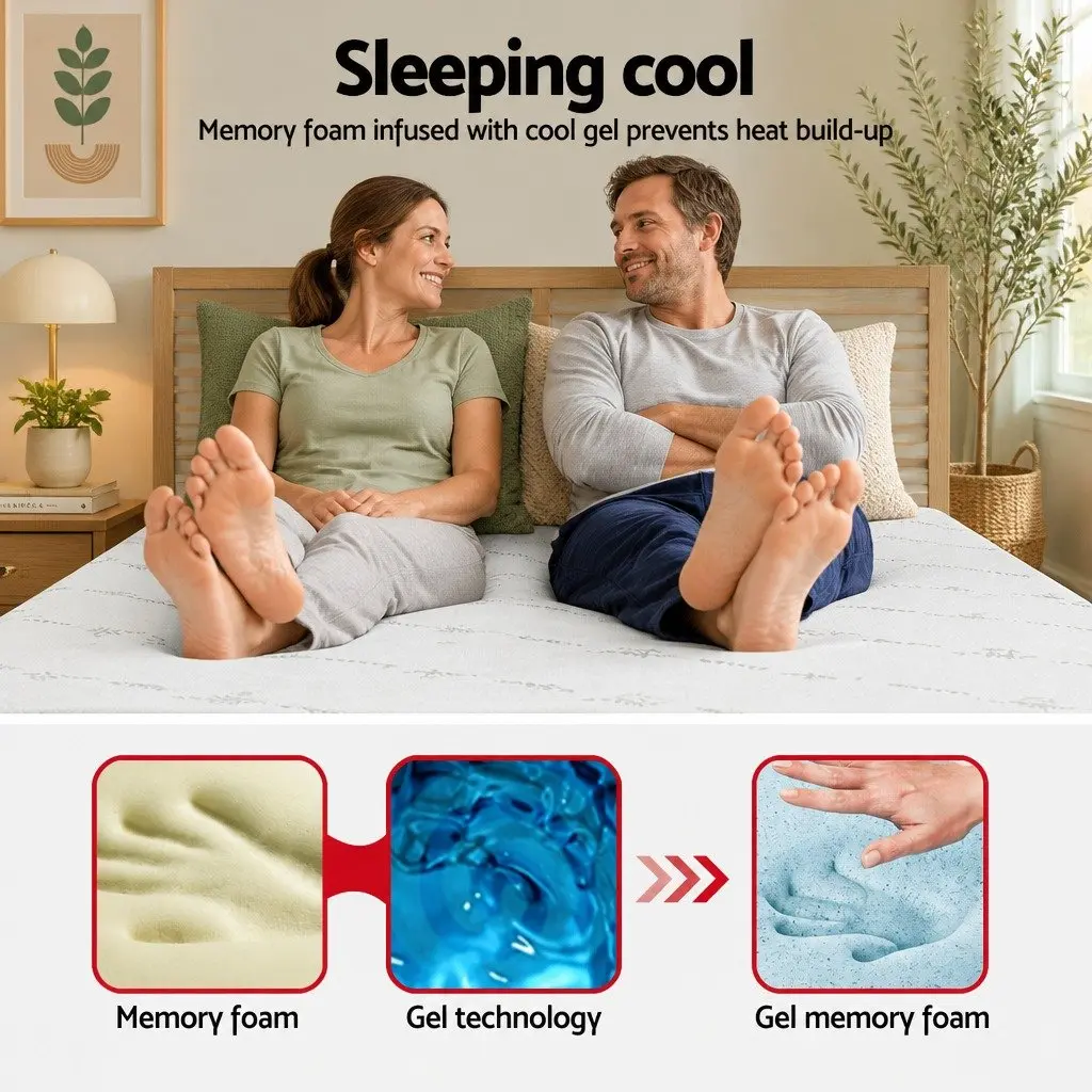 Memory Foam Mattress Topper King 5cm Cool Gel Pressure Relief Breathable Bamboo
