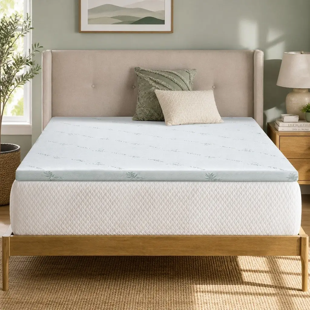 Memory Foam Mattress Topper King 5cm Cool Gel Pressure Relief Breathable Bamboo