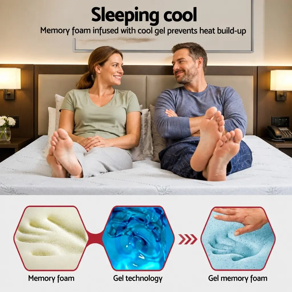 Memory Foam Mattress Topper Queen Gel-Infused Cool Sleep 5cm