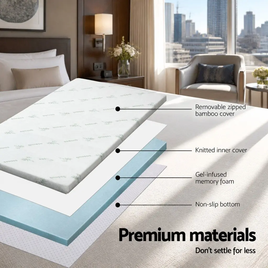 Memory Foam Mattress Topper Queen Gel-Infused Cool Sleep 5cm