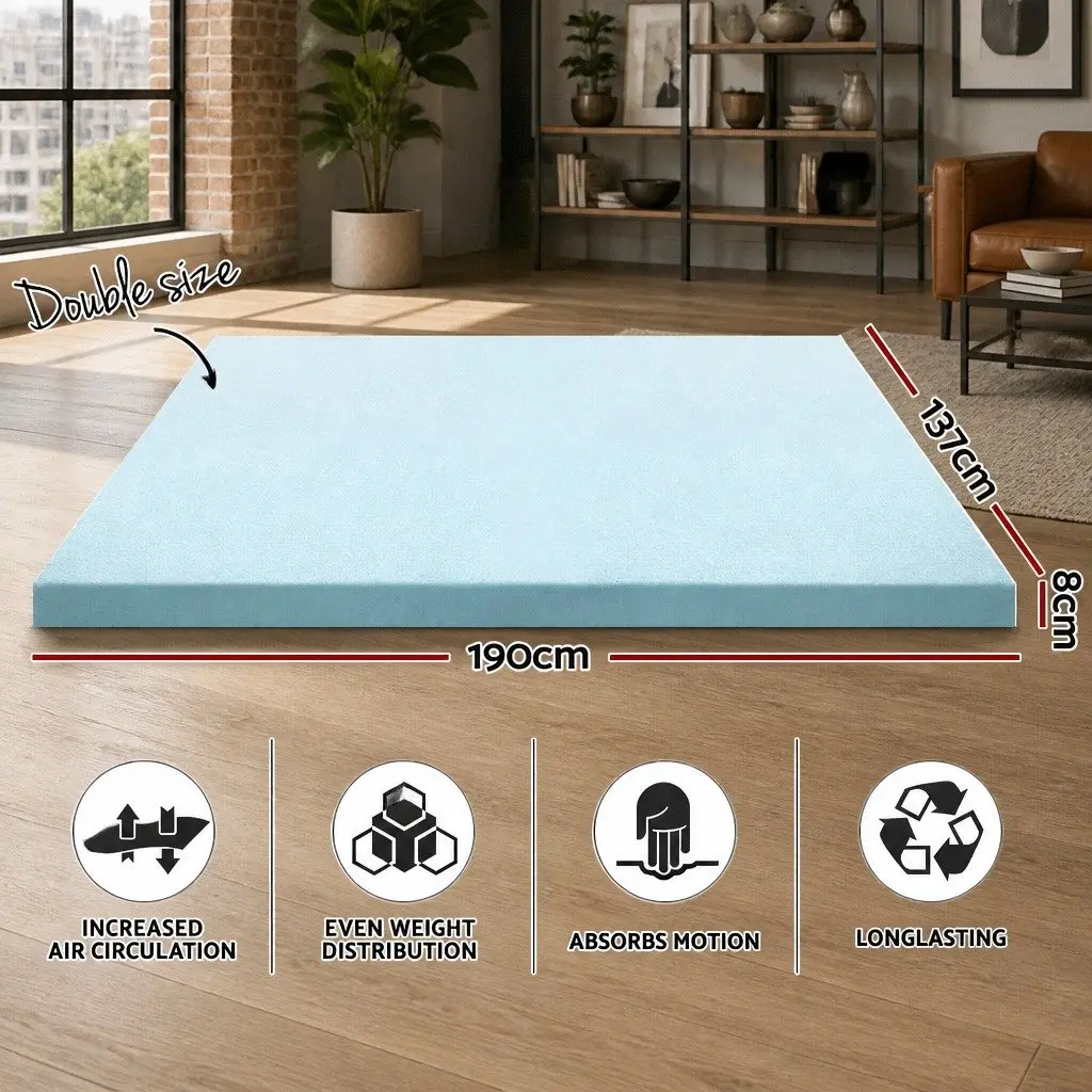 8cm Double Memory Foam Mattress Topper with Bamboo Cover