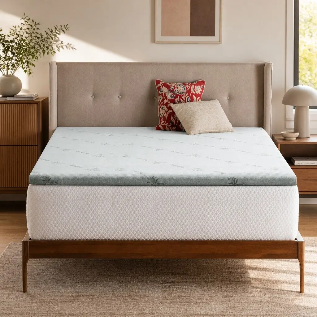 King Bed Mattress Topper Gel Infused Memory Foam 8cm Pressure Relief Removable Bamboo Cover