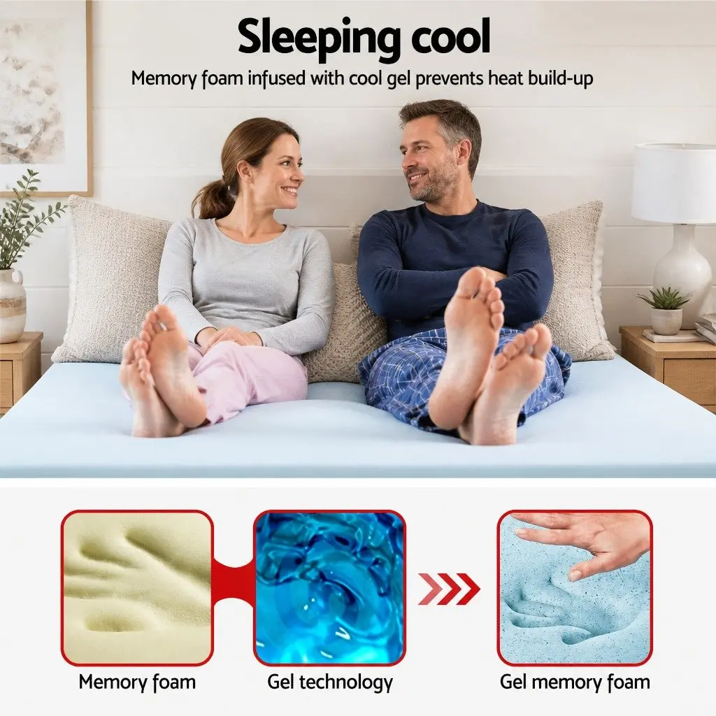 Memory Foam Mattress Topper Single 8cm Cool Gel Pressure Relief Sleeping Comfort