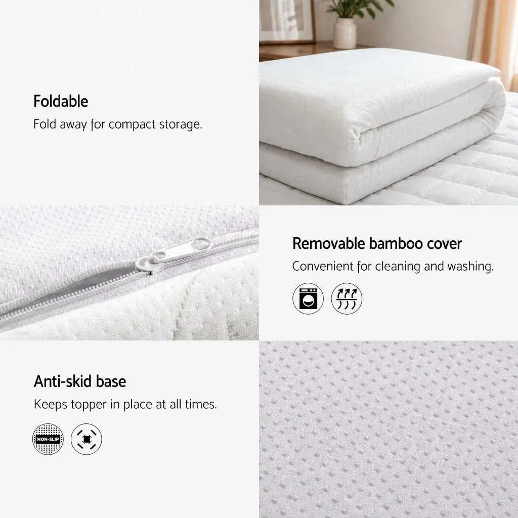 Memory Foam Mattress Topper Single 8cm Cool Gel Pressure Relief Sleeping Comfort