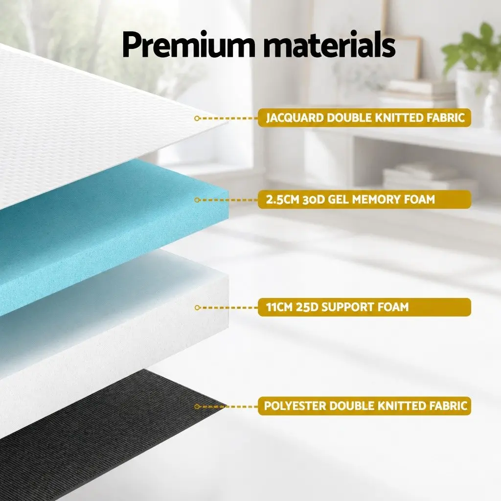 Cot Mattress 13cm Thick Gel Memory Foam Double-Sided Breathable Hypoallergenic