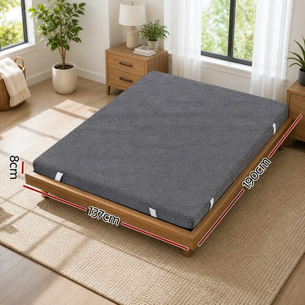 Memory Foam Mattress Topper Double Bed 8cm Gel Dual Layer Bamboo Cover