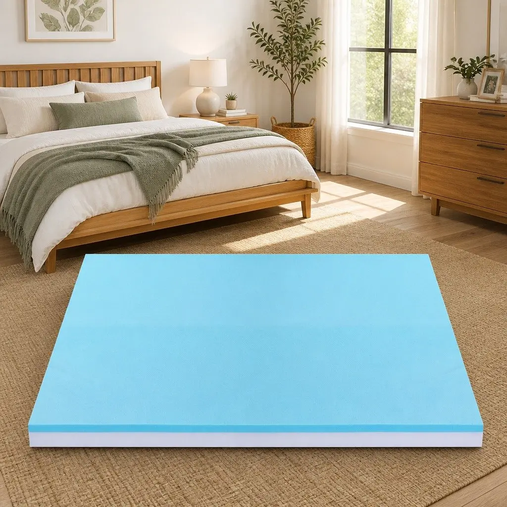 Memory Foam Mattress Topper Double Bed 8cm Gel Dual Layer Bamboo Cover