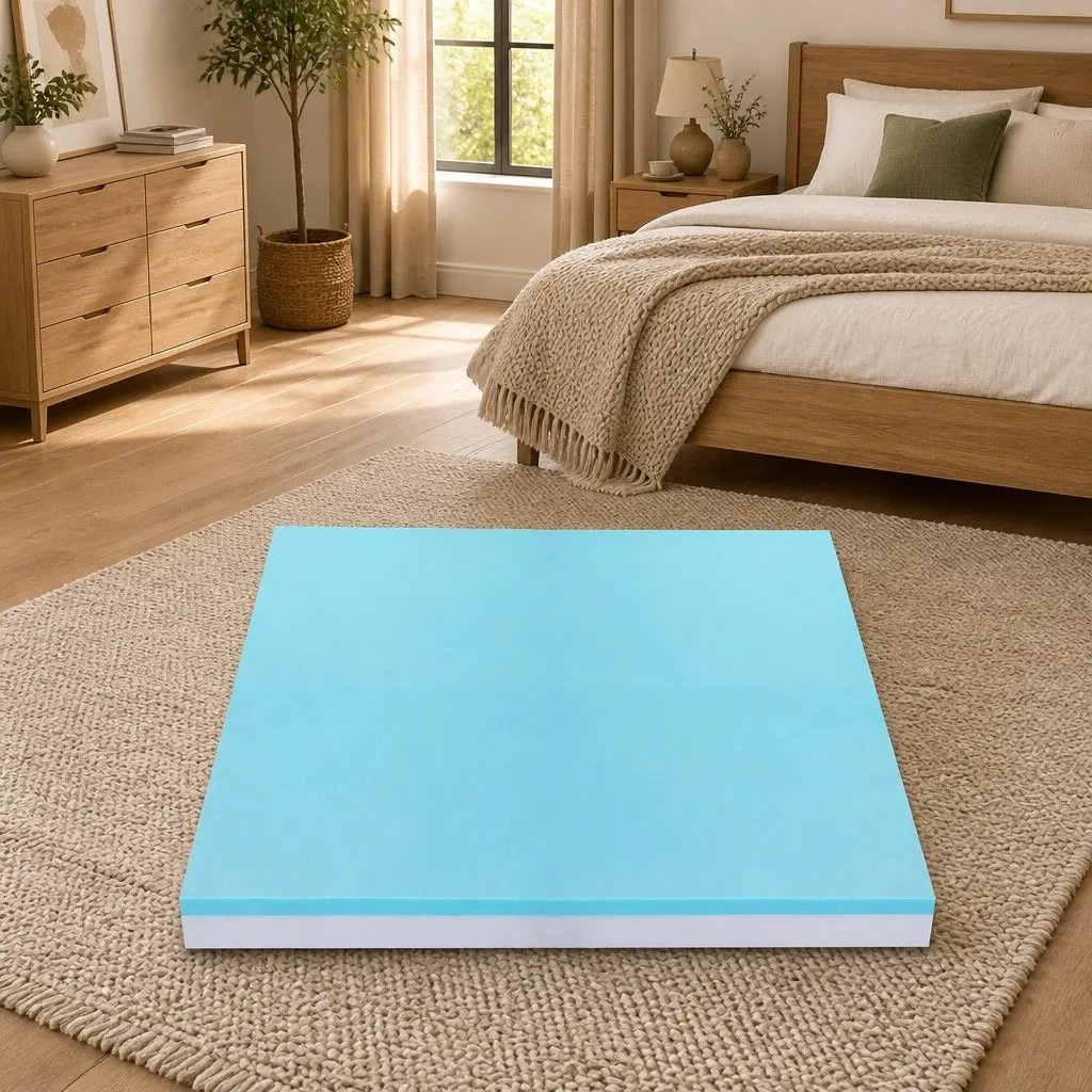 Memory Foam Mattress Topper King Single 8cm Gel Dual Layer Bamboo Cover Grey