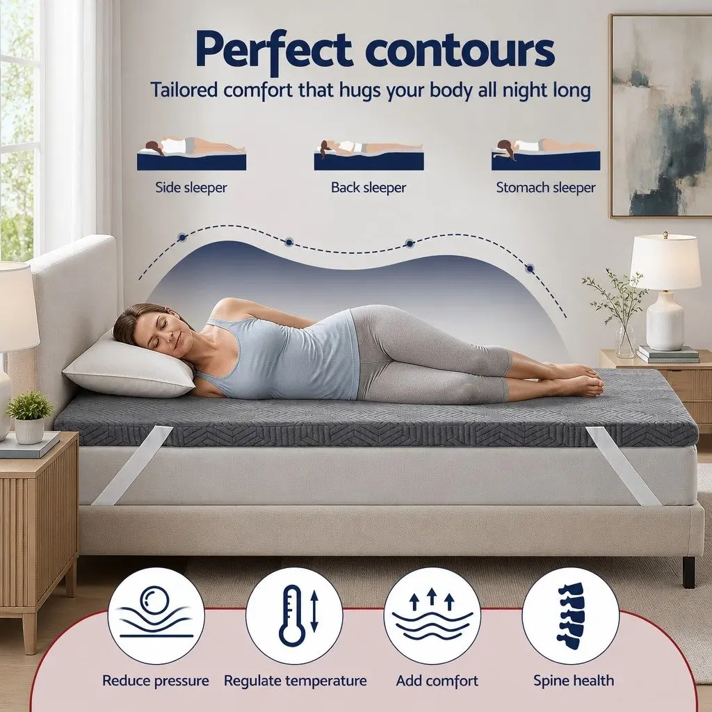Single Bed Gel Infused Memory Foam Topper 8cm