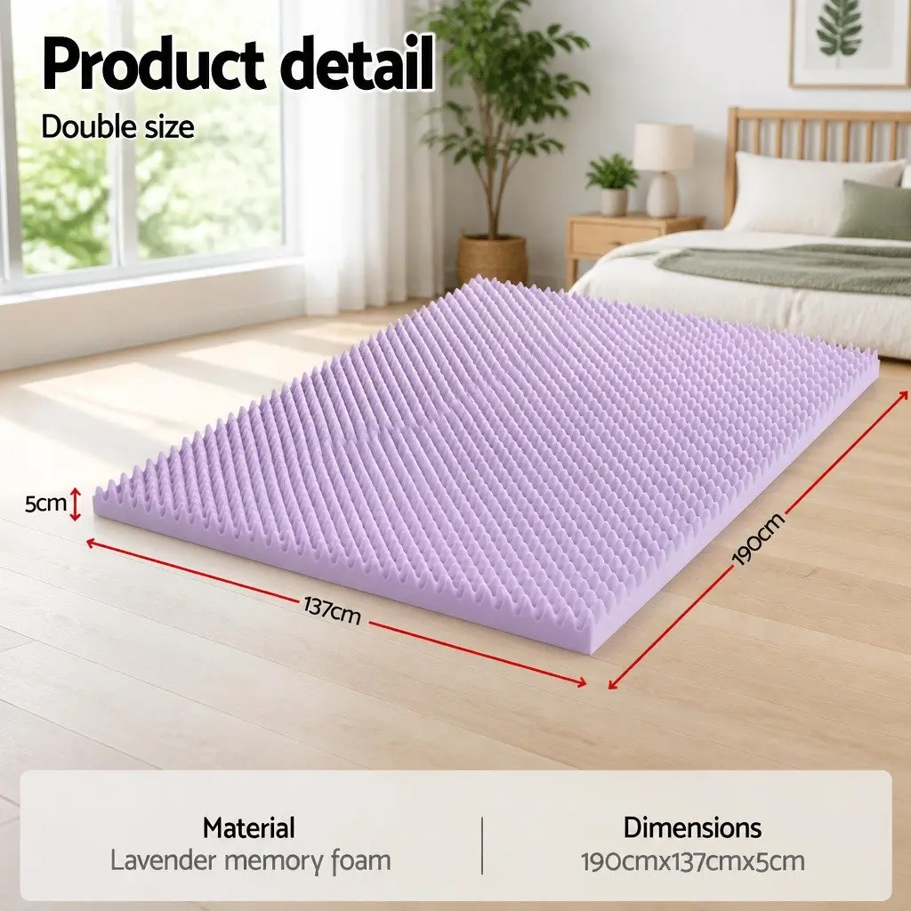 Double 5cm Lavender Infused Memory Foam Mattress Topper