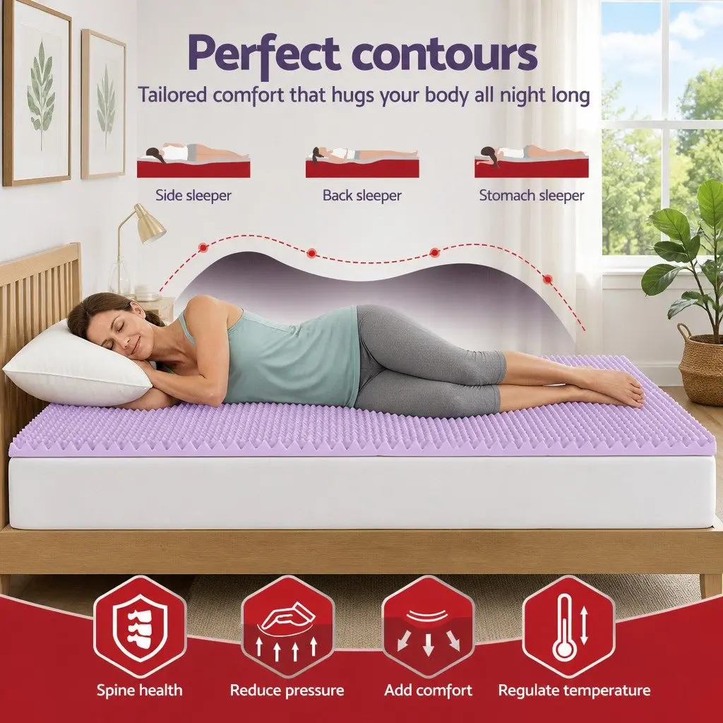 Double 5cm Lavender Infused Memory Foam Mattress Topper