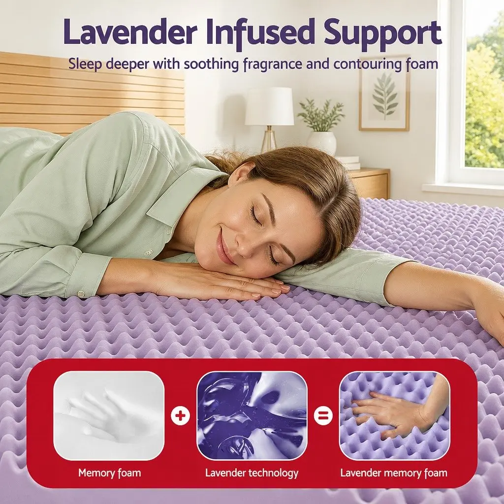 Double 5cm Lavender Infused Memory Foam Mattress Topper