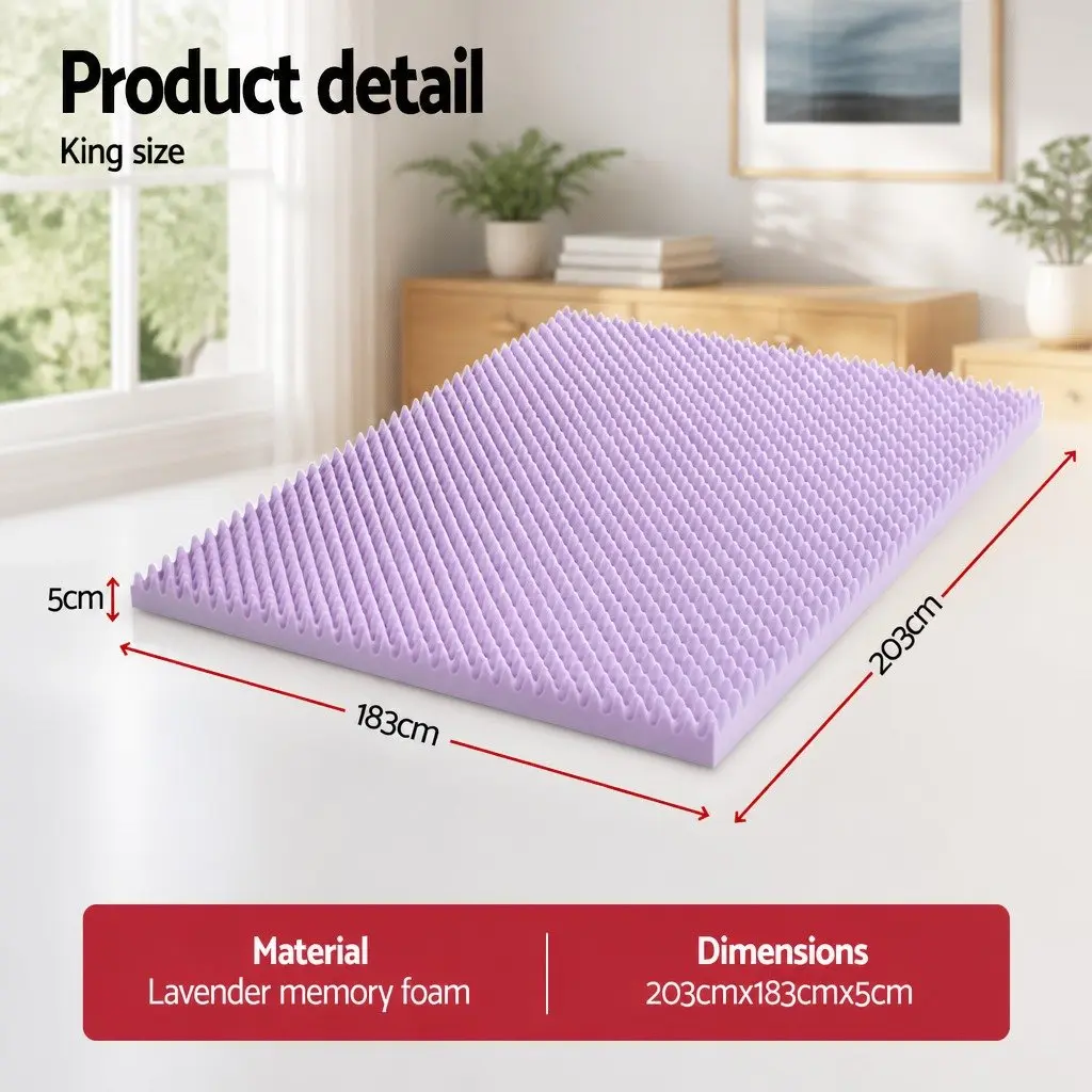 King Size 5cm Lavender Memory Foam Topper