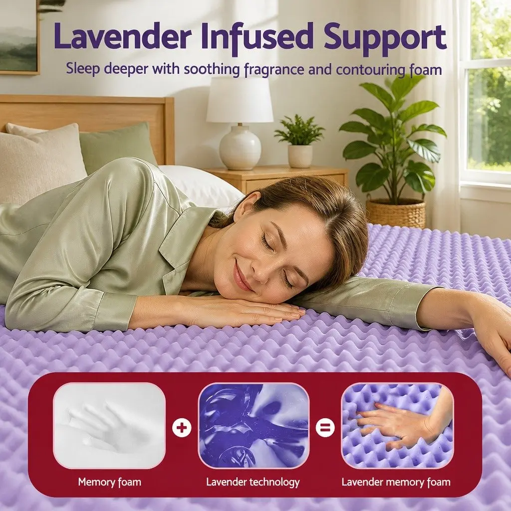 King Size 5cm Lavender Memory Foam Topper