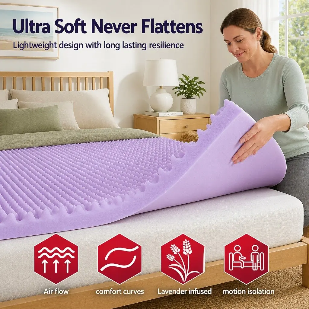 King Size 5cm Lavender Memory Foam Topper