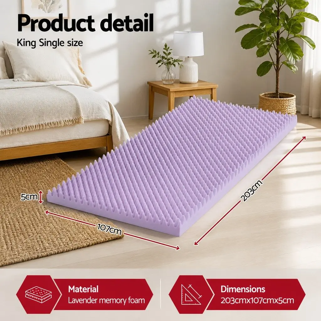 Memory Foam Mattress Topper King Single 5cm Lavender Infused